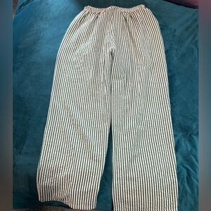 Bourbon & Belles Striped boxer Pants - White & Dark Green Medium